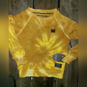 MUNSTER SZ 2 NWT MUSTARD YELLOW TYE DYE soft pulloversweatshirt